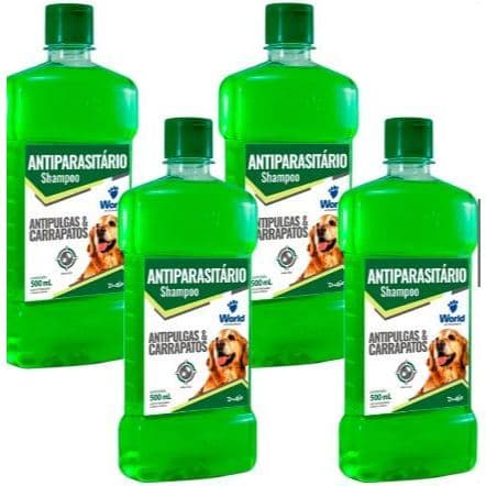 Kit 4 Shampoos Antipulgas, Carrapatos  Antiparasitário World Veterinária Dug's para Cães 4  - 500ml