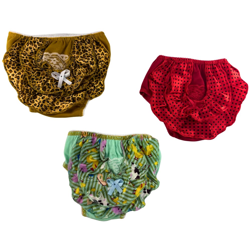 Kit 3 Calcinhas Infantil Menina Algodão Babado Cambraia Fralda dia a dia