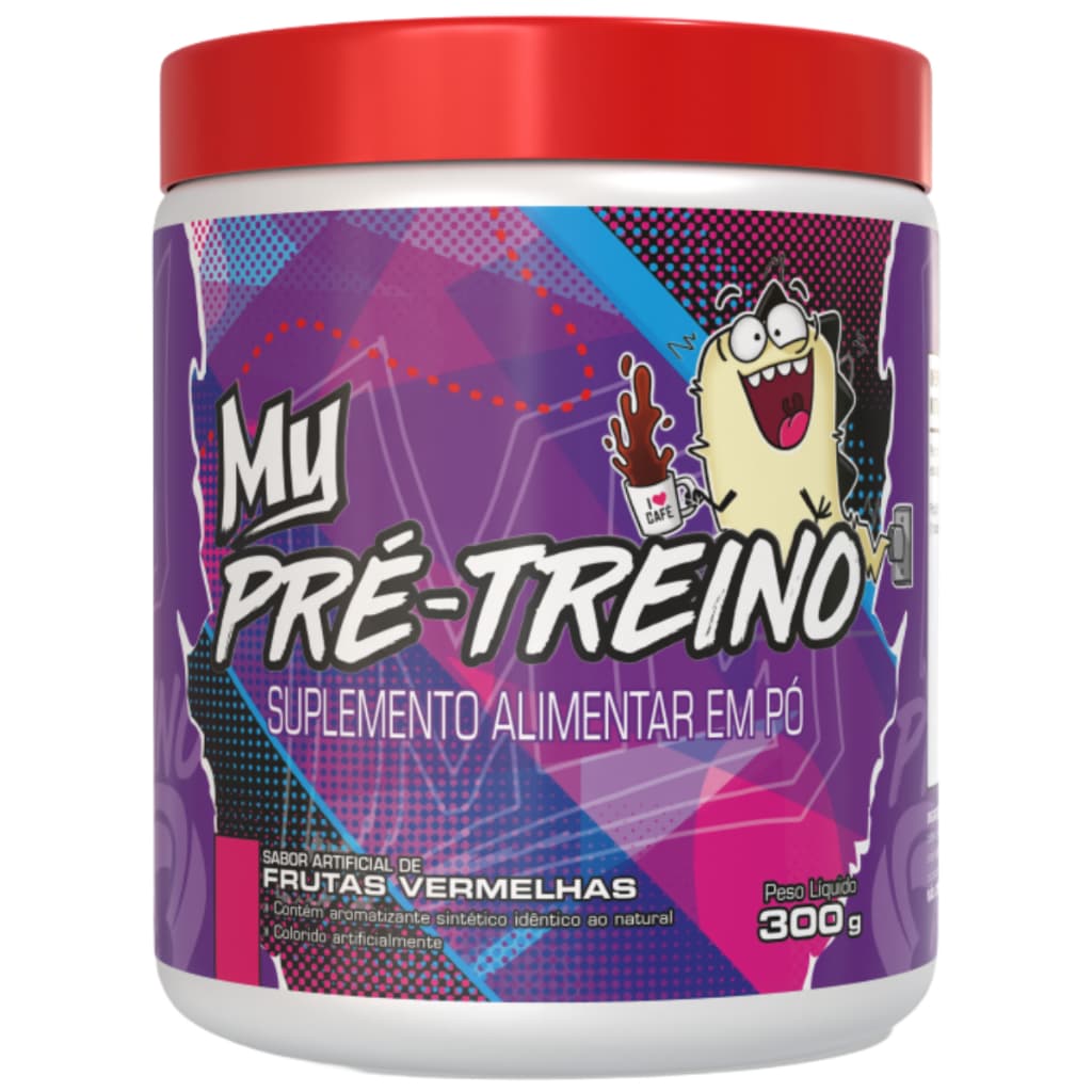 Pré Treino em Pó 300g -  My Suplementos Frutas Vermelhas Beta Alanina Cafeína Arginina Pré-Workout