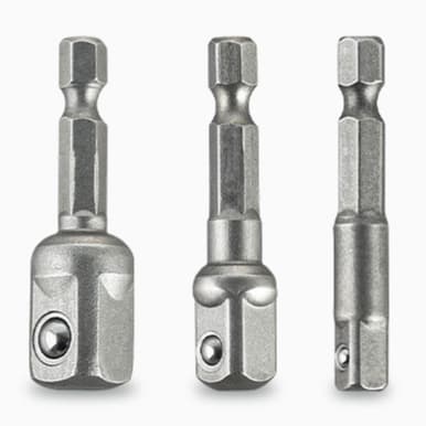 Conjunto 3 Adaptadores para Soquetes 1/4", 3/8" e 1/2" Furadeiras e Parafusadeiras