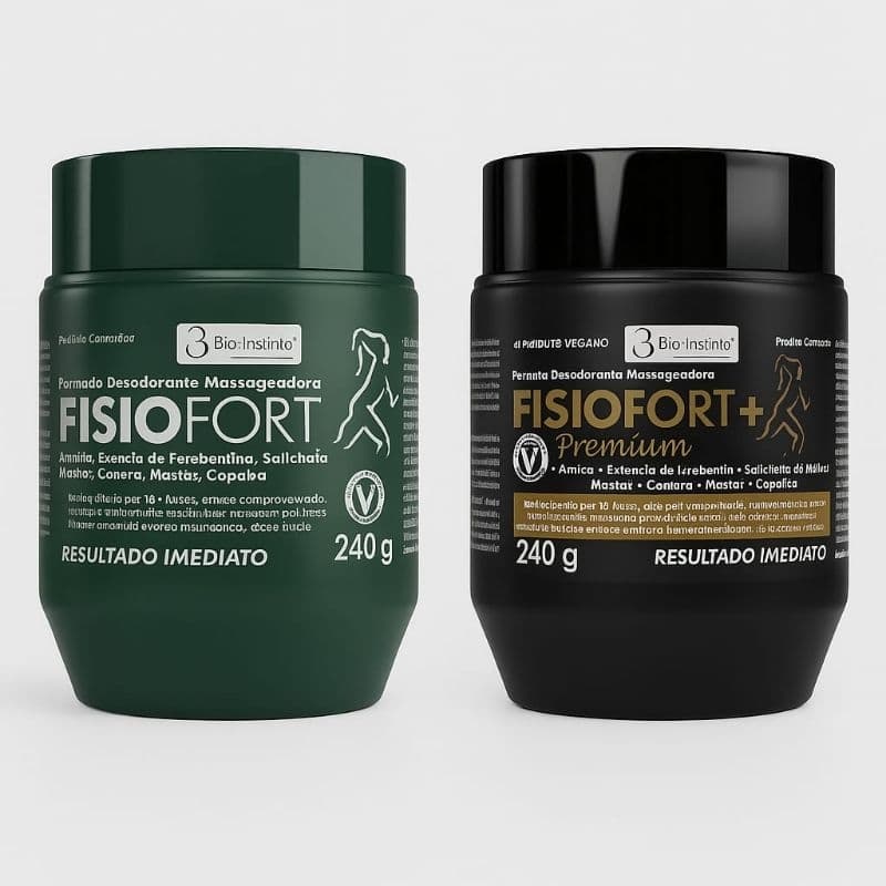 Kit Pomada Massageadora Muscular Fisiofort 240g e Fisiofort Premium 240g Mentol & Cânfora - 2 itens