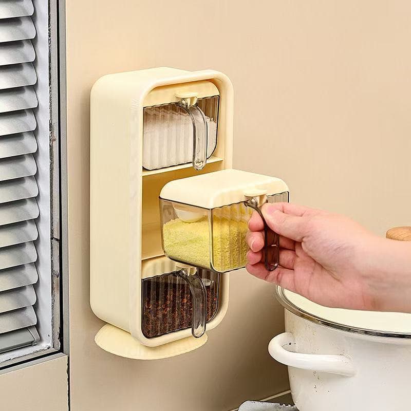 Caixa de tempero montada na paredeCaixa de tempero casa cozinha tempero pode multi-ge em um