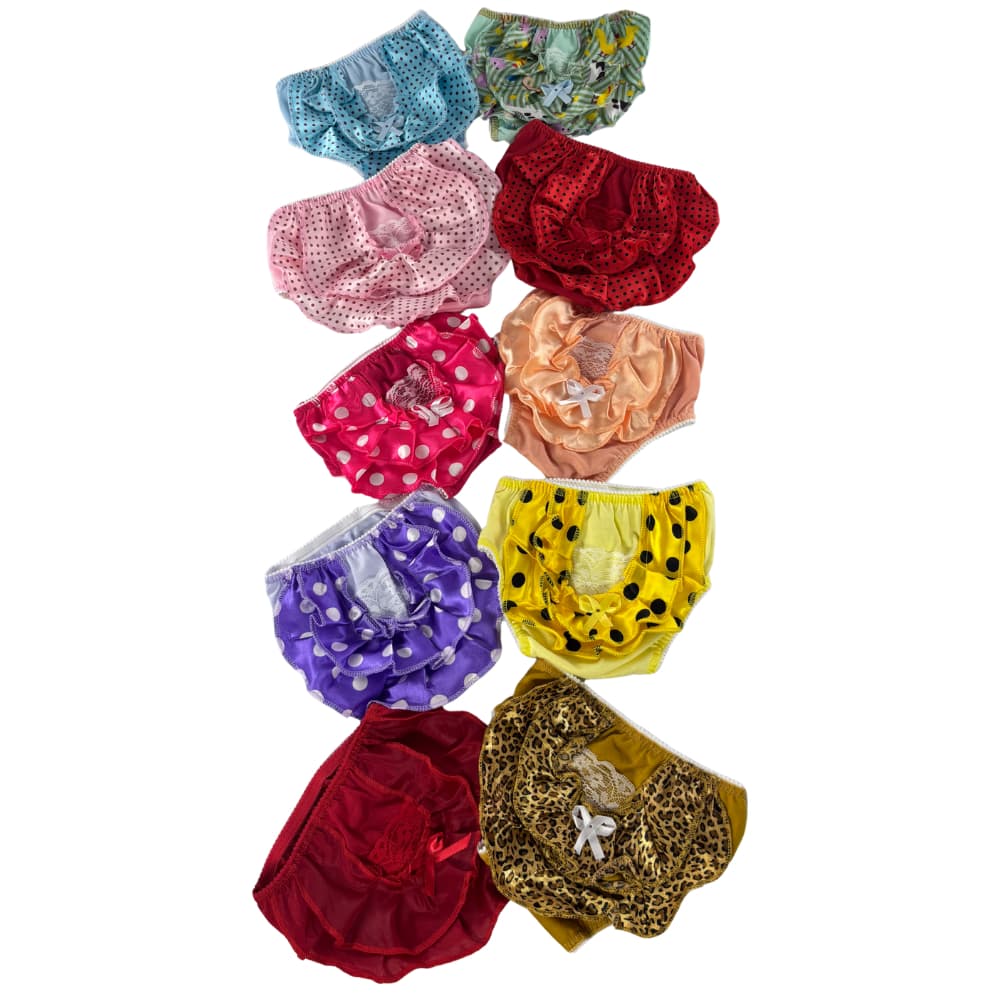 Kit 10 Calcinhas Infantil Babado Bunda Cambraia Fralda Confortável Bebe