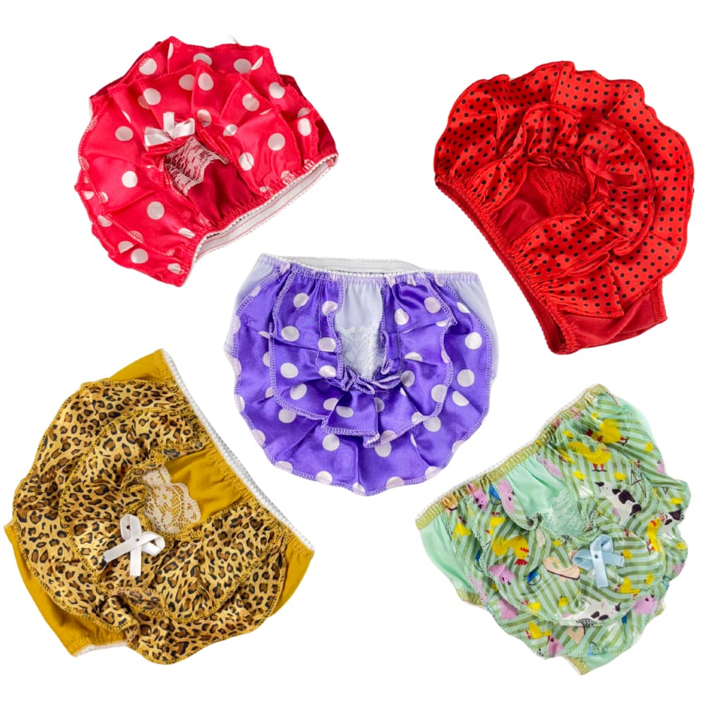 Kit 5 Calcinhas Infantil Menina Babado Cambraia fralda