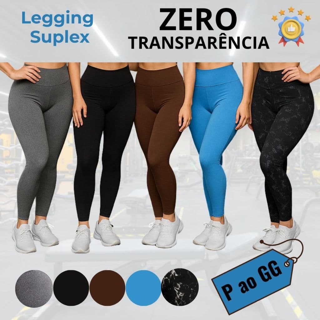 Kit Legging Suplex Fitness Premium Cós Alto Confortável Calça Dia a Dia Academia Zero Transparência