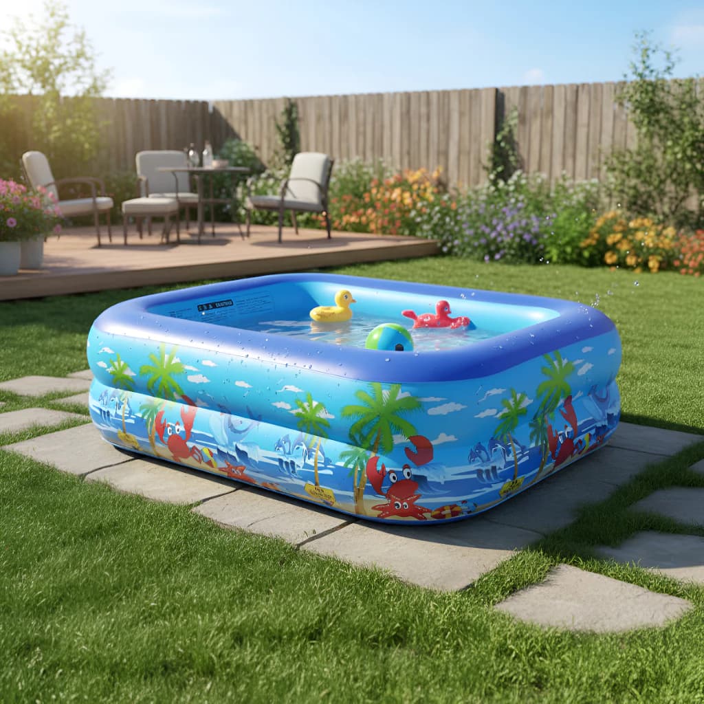 Piscina Infantil Com Bomba do Ar Retangular 150cm 300 Litros Inflável Varanda Banheira Para Crianças