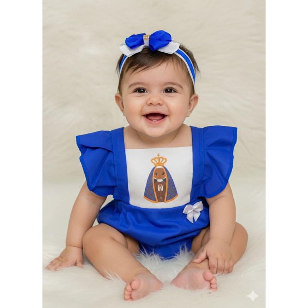 Romper body tematico mesversario nossa senhora bebe menina