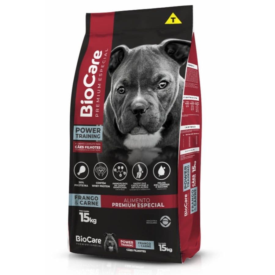 Ração Biocare Power Training para Cães Filhotes Sabor Frango e Carne 15kg