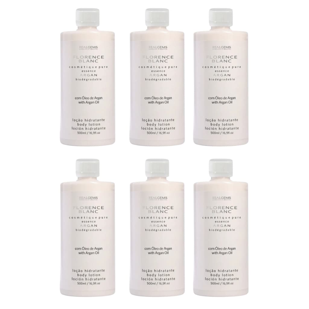 Loção Hidratante Realgems Florence Blanc 500ml Refil KIT 6 Unidades Linha Profissional