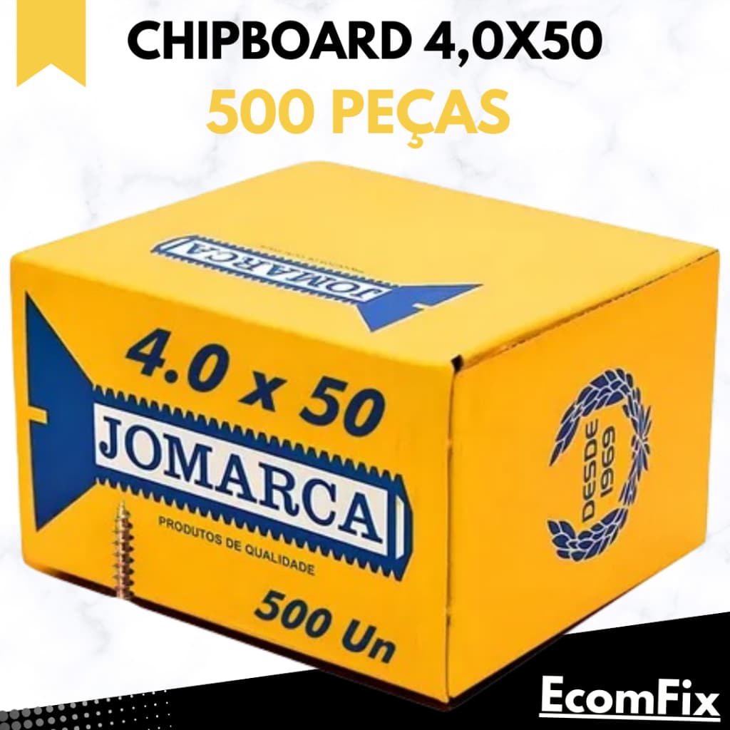 Parafuso Chipboard 4,0 X 50  Chata Phillips para Madeira - Caixa Com 500 Peças - JOMARCA