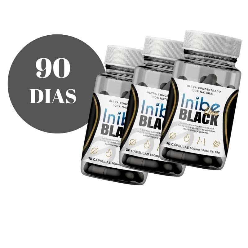 3x Inibe One Black Suplemento Natural com Fibras e Vitaminas – 90 Cápsulas