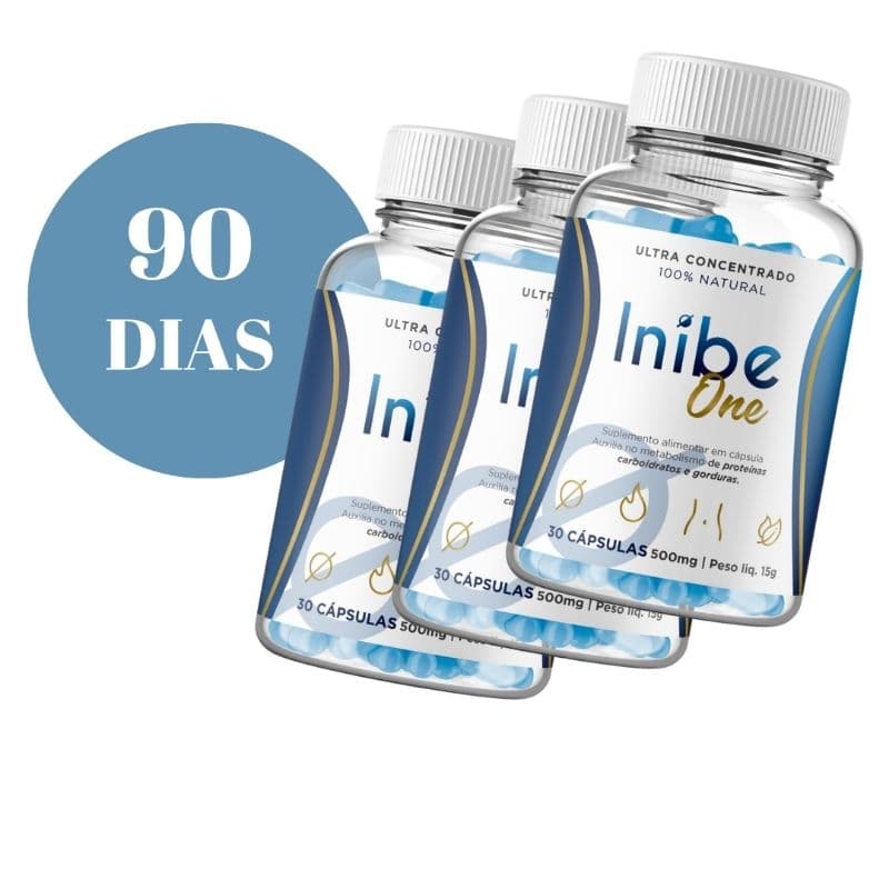 3x Inibe One Suplemento Natural com Fibras e Vitaminas – 90 Cápsulas