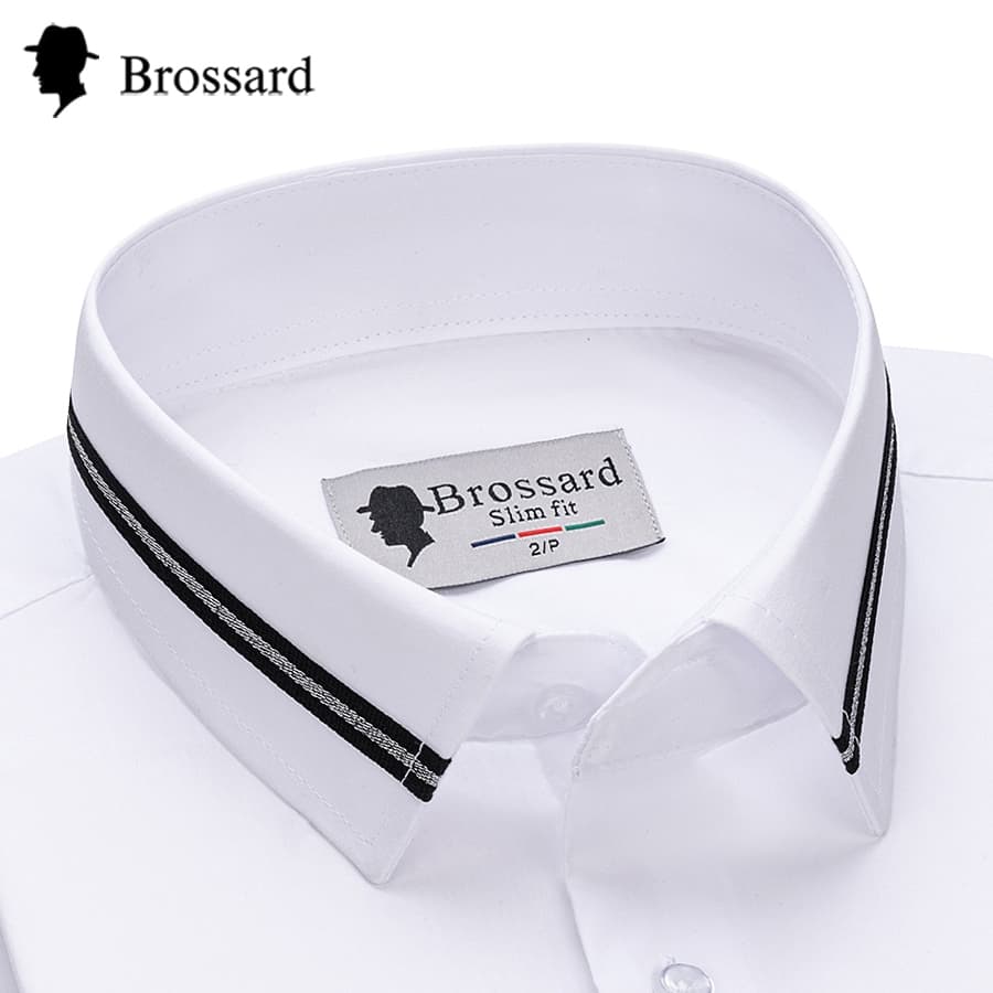 Camisa Social Masculina Brossard Série Platina - Manga Longa Slim Fit Produto Importado Frete Grátis