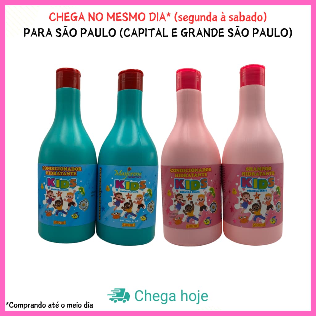 Kit Kids Hidratante Maycrene – Shampoo e Condicionador 2 x 500ml Azul e Rosa