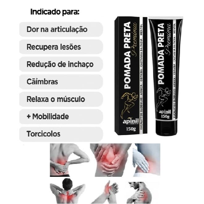 Pomada Massageadora Dor Muscular Coluna Articulações Circulação Joelho Eucalipto Arnica Apinil