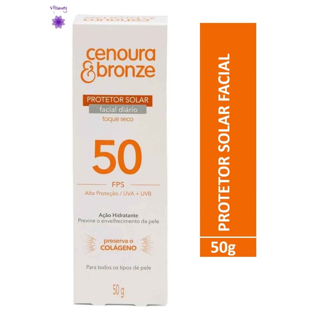 Protetor Solar Facial FPS 50 Toque Seco Alta Proteção Cenoura Bronze 50g
