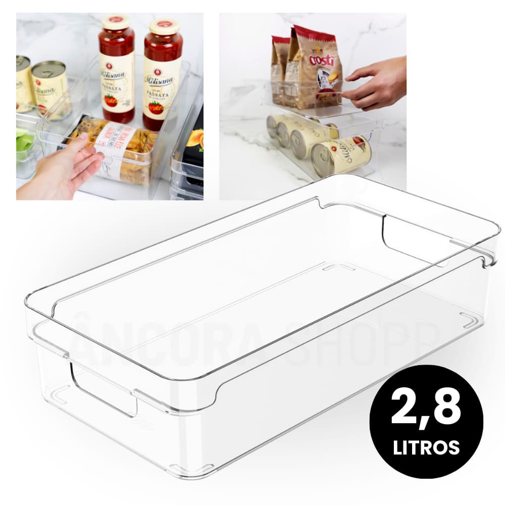 Organizador de Cozinha Armário Lavanderia Multiuso Ou Clear 30 x 15 Acrílico Organização Resistente