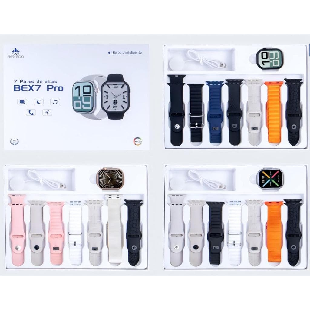 Smartwatch Relogio BE X7 PRO Series 10 2025 Inteligente Com 7 Pulseiras 46mm Esporte GPS