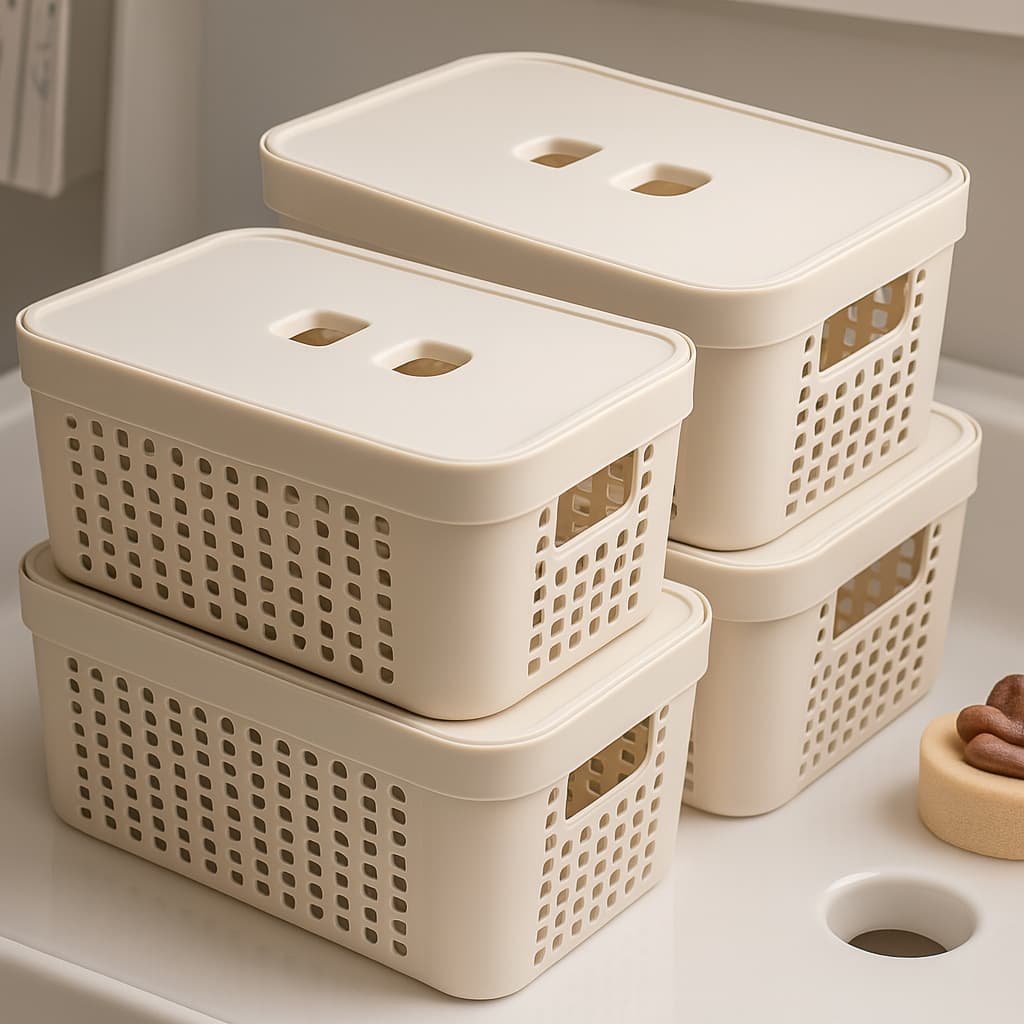 Kit 4 Caixas Organizadoras 2 Litros Cesto em Plástico Para Organização Banheiro Cozinha