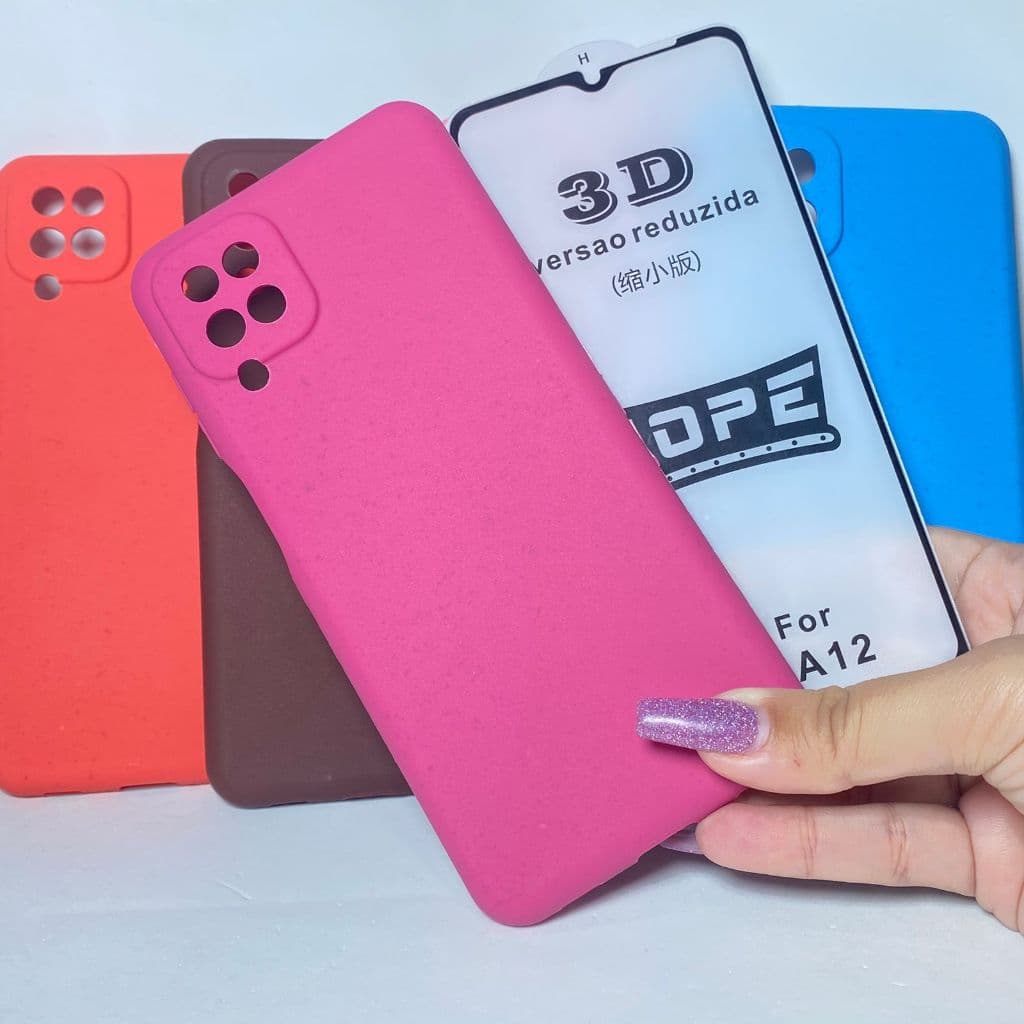 Capa A12 + Película 3D Kit Samsung Capinha Case Protetora Celular Silicone