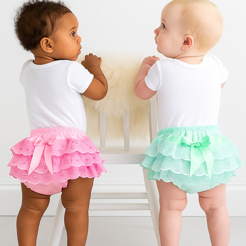 Kit 3 Calcinha Infantil Bunda Rica Babado Inglês Tapa Fralda Bebê