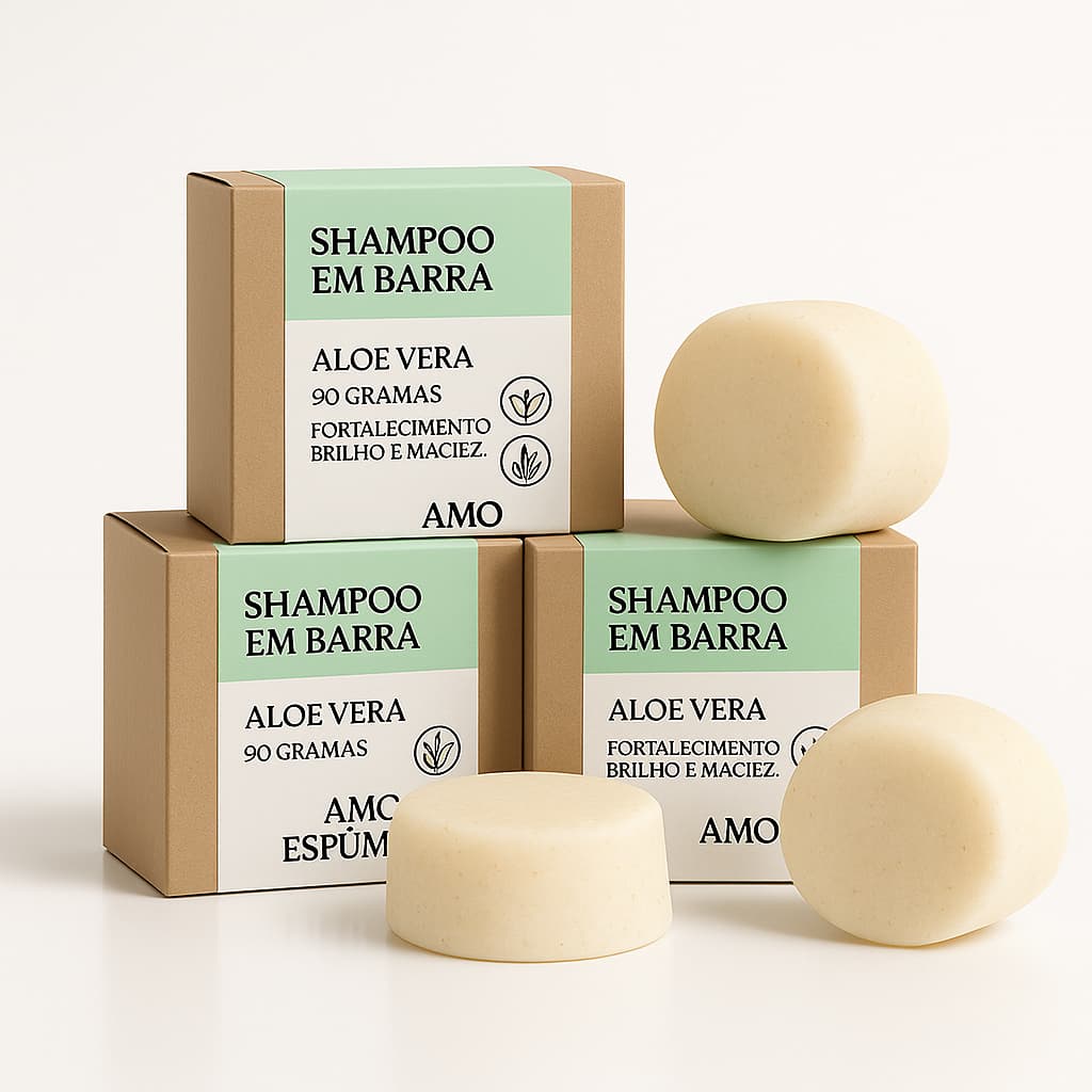 Shampoo Barra Aloe Vera Sólido Vegano Orgânico Controle Oleosidade e Hidratante
