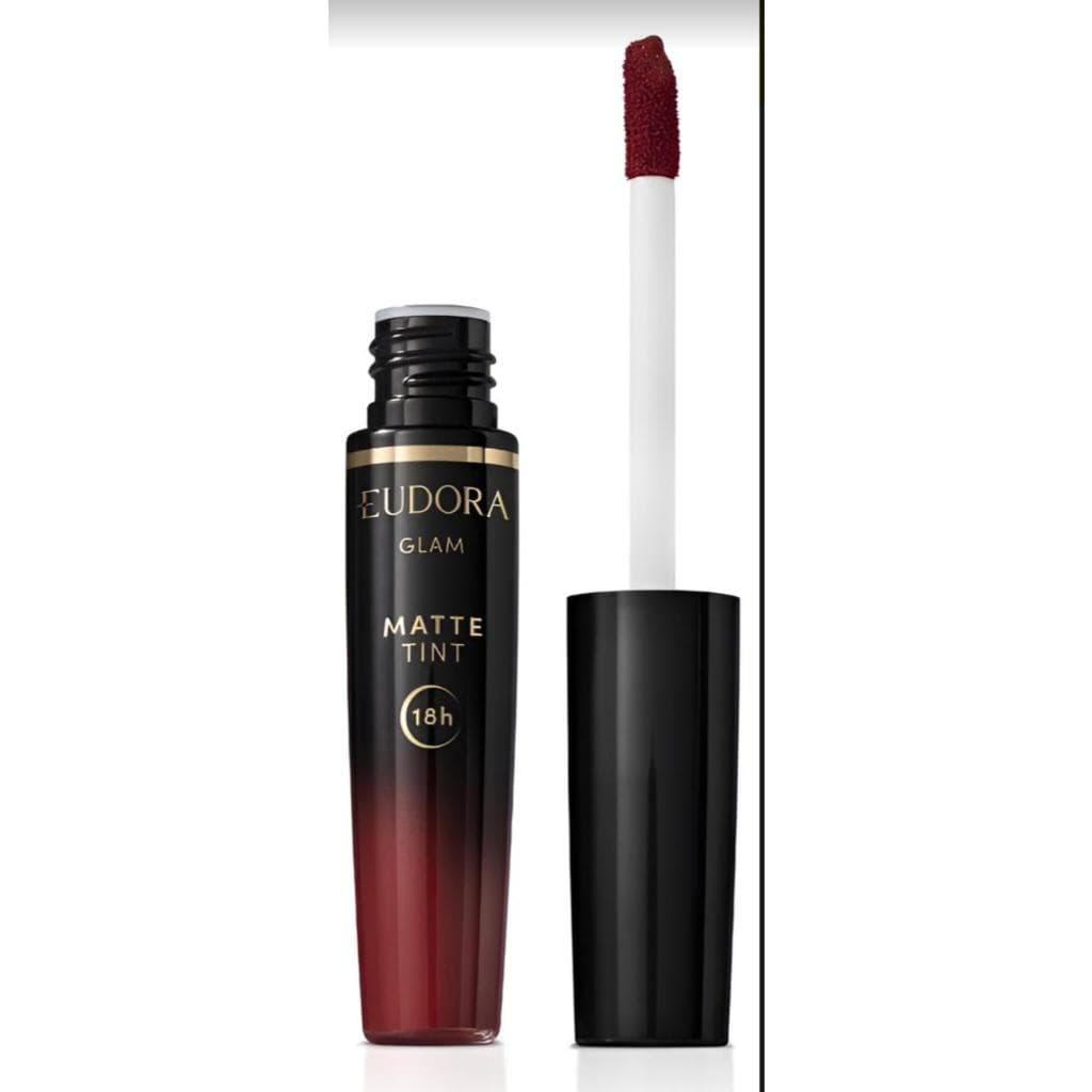 Eudora Matte Lip Tint Glam Batom Líquido Gloss Bordô Intenso 4mL Acabamento Fosco Cor Bordô-Intenso 18 HORAS