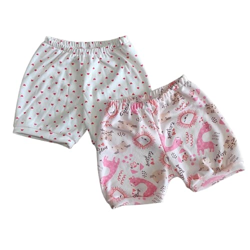 Kit 02 Shorts Tapa Fralda Bebê Menina/Menino Confortável Malha Canelada