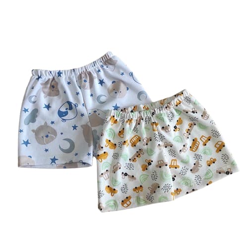 Shorts Tapa Fralda Para Bebê Estampado em Malha Confortável Fresquinho - 02 Peças