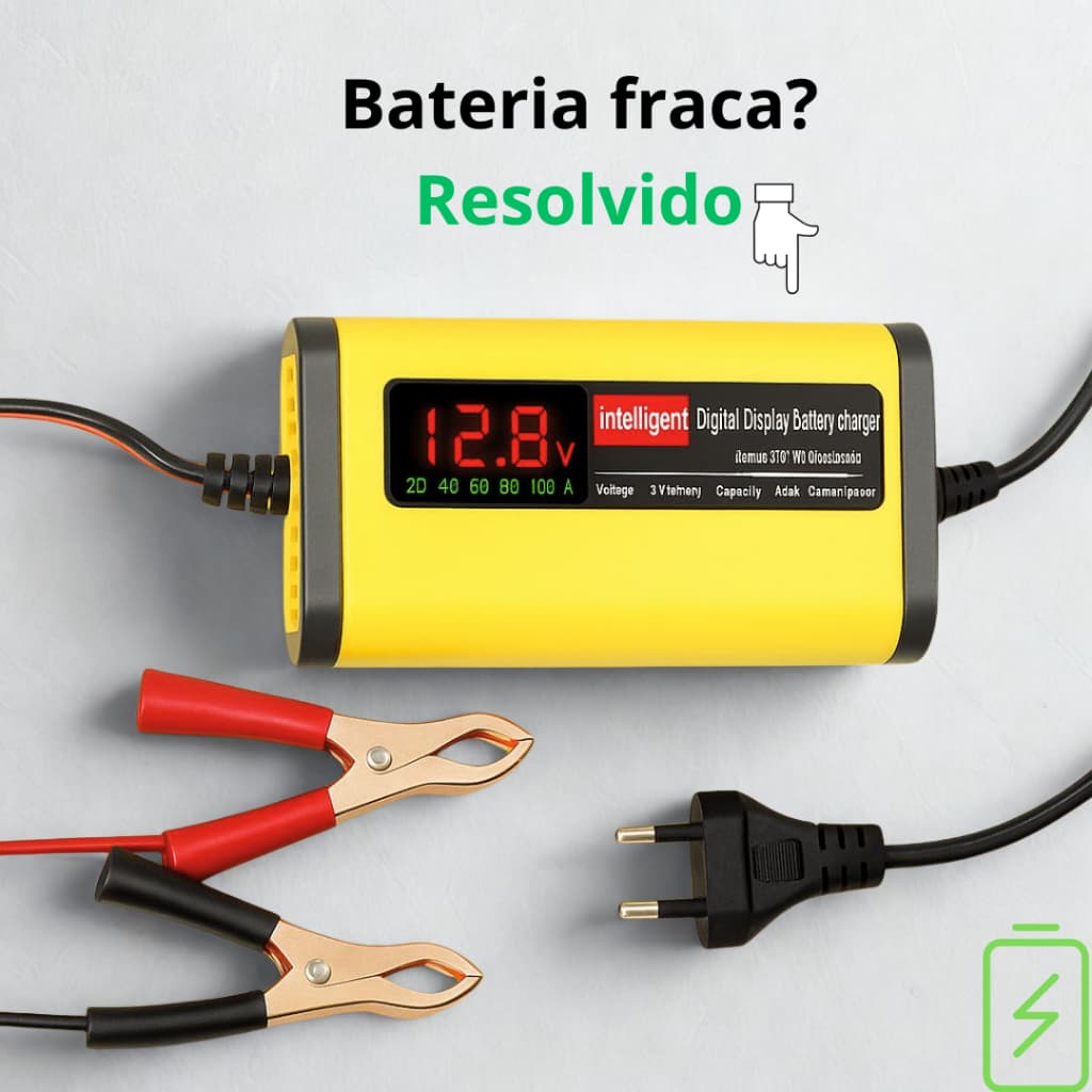 Carregador de bateria  de carro motos automotivo 12 v 2a  Bivolt Amarelo