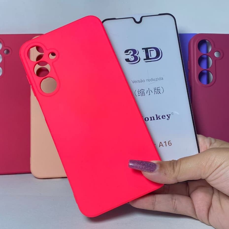 Capa A16 + Película 3D Kit Samsung Capinha Case Protetora Celular Silicone