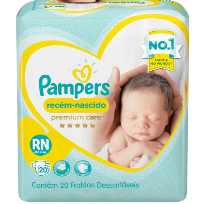 Fralda Pampers Premium Care RN  até 4kg - 20 fraldas