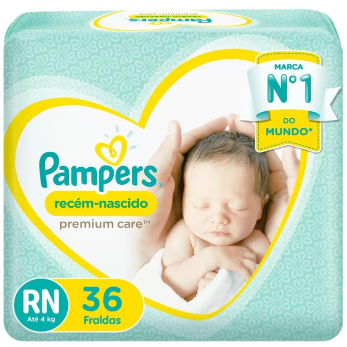 Fralda Pampers Premium Care RN - 36 fraldas -  até 4 kg