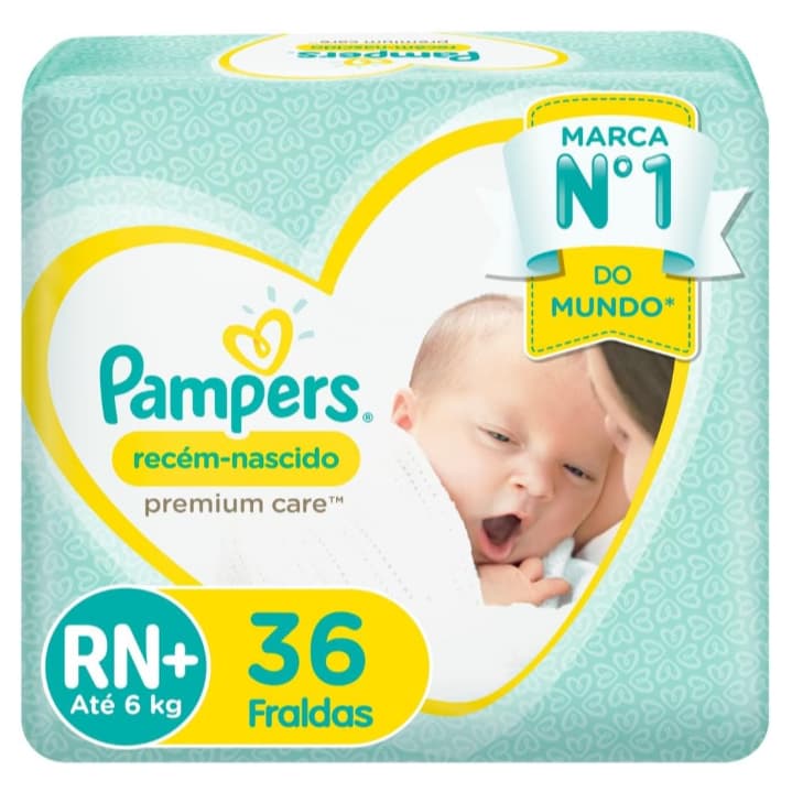 Fralda Pampers Premium Care RN+ - 36 fraldas - até 6kg