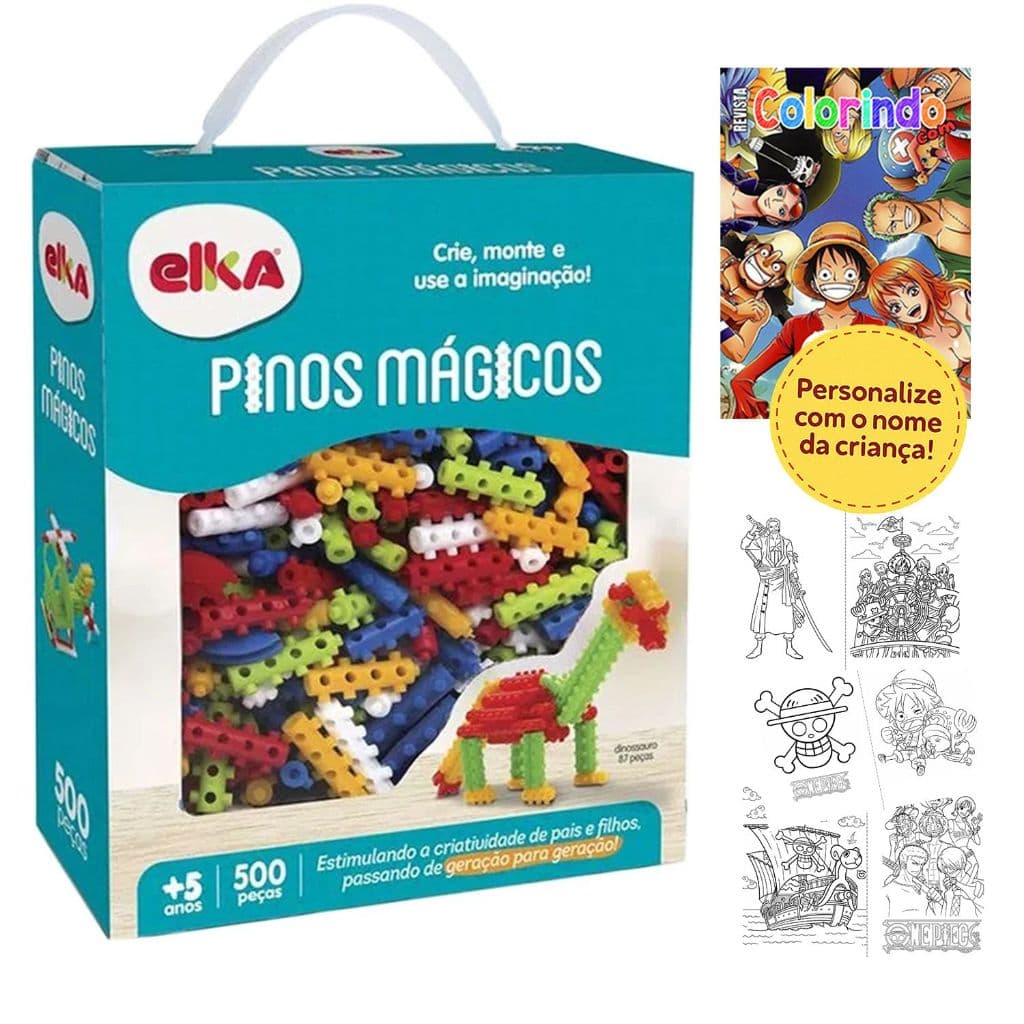 Brinquedo Educativo de Montar Pinos Magicos 500 Peças Brinquedos de Menino e Menina Dia das Crianças