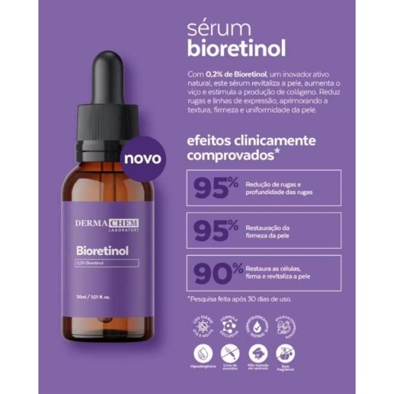 Sérum Bioretinol  Anti-idade Reduz Rugas Sua Pele Radiante DermaChem 30ml