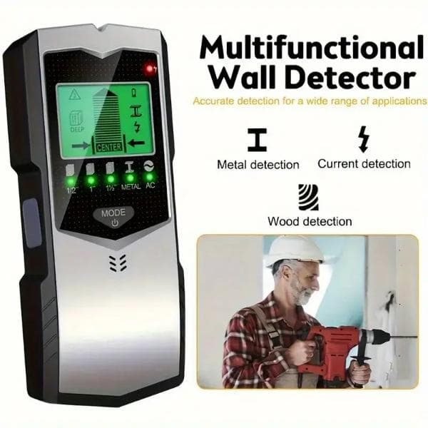 Detector De Parede 5 Em 1 Para Wood/Metal/Stud/AC Wire/Pipe Beam Com Tela LCD Digital E Alarme De Áudio