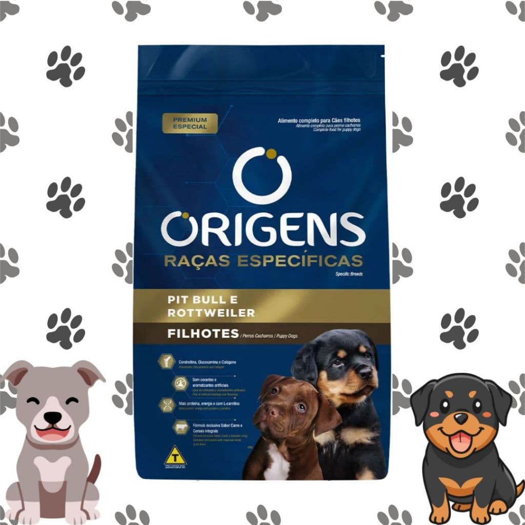 Ração Para Cachorros Filhotes Raça Pit Bull e Rottweiler 15kg Origens