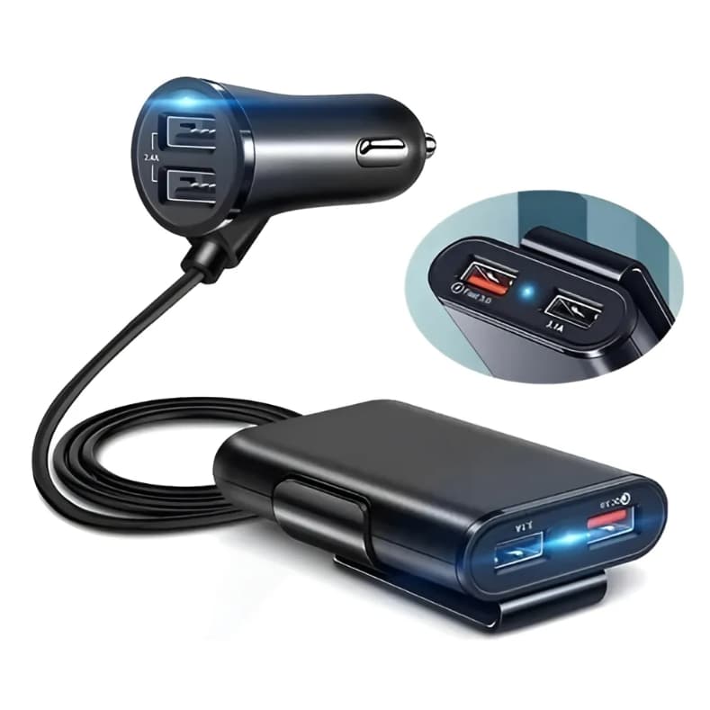 Carregador Veicular 4 Portas Com Extensor 2 Portas Uber