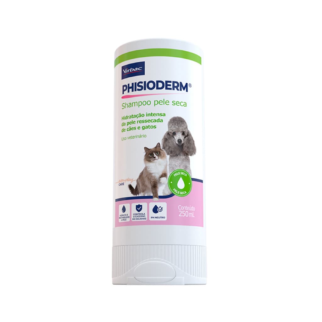 Shampoo Phisioderm Pele Seca para Cães e Gatos 250ml