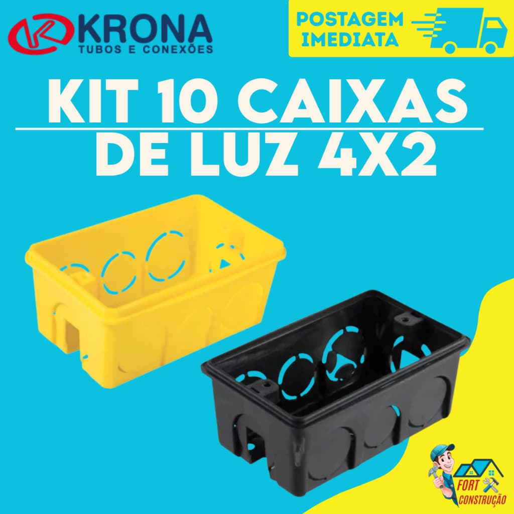 10 Caixa Caixinhas De Luz Amarela Para Tomada Interruptor 4x2 Reforçada - Promoção