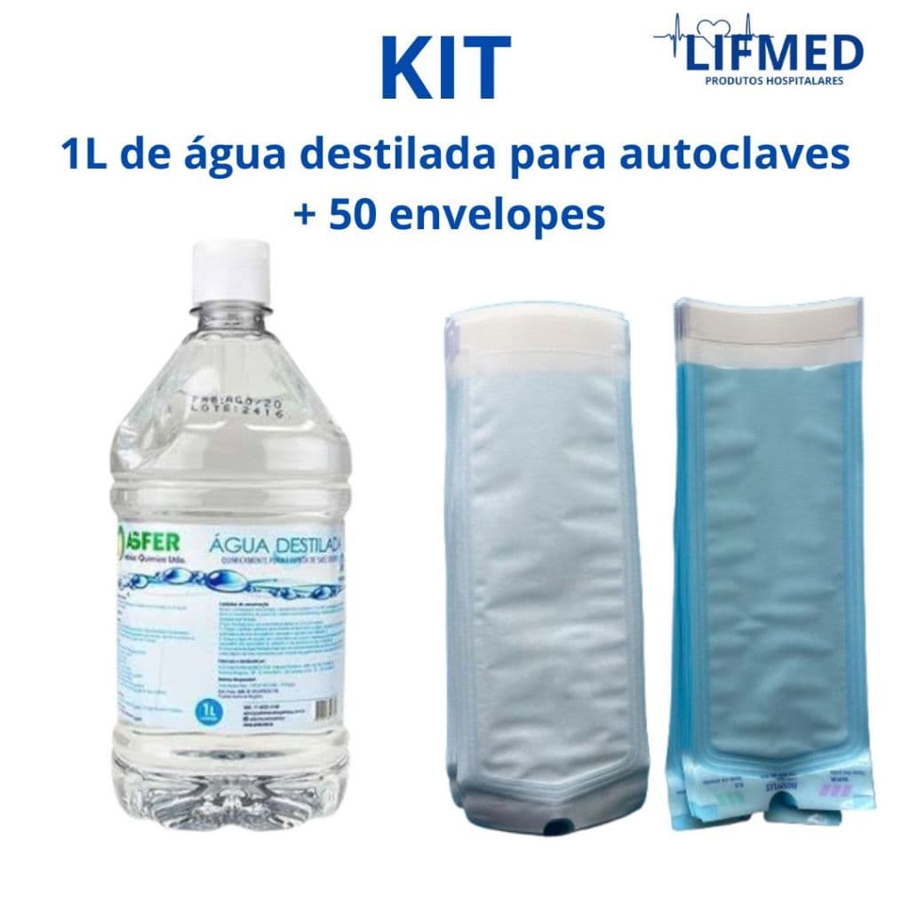 KIT 1L de água para autoclave + 50 envelopes