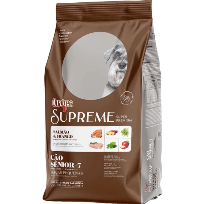 Ração Quatree Supreme Cães Sênior 7+ Raças Pequenas Sabor Salmão e Frango 10,1Kg