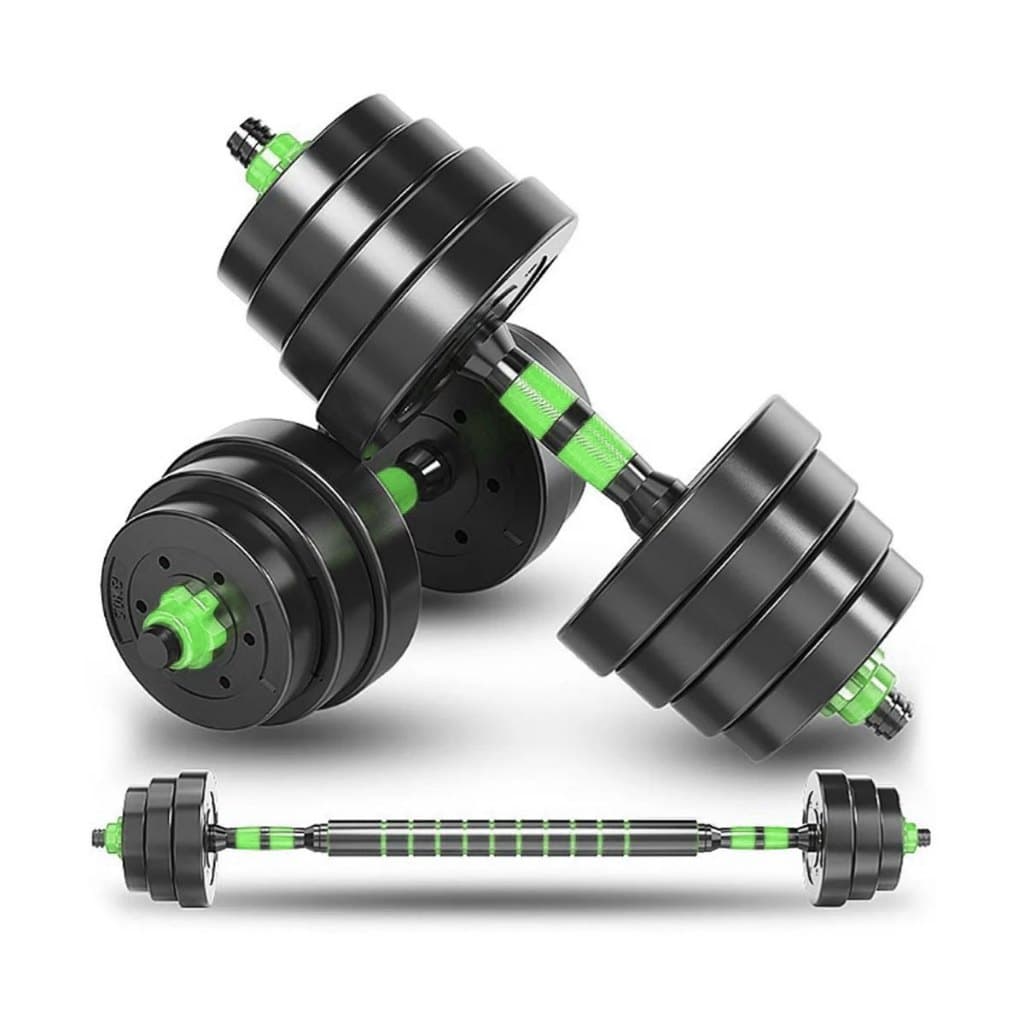 Jogo De Halteres Ajustavel Academia Kit Aço Emborrachado 30kg Crossfit Treino VERDE