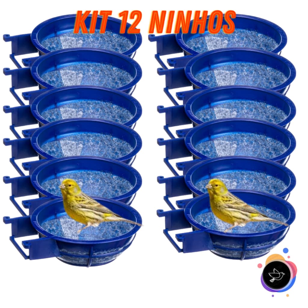 Kit 12 Ninho Horizontal Plástico Forro Carpete Para Canário Terra Reino Passarinho Pequenos Aves