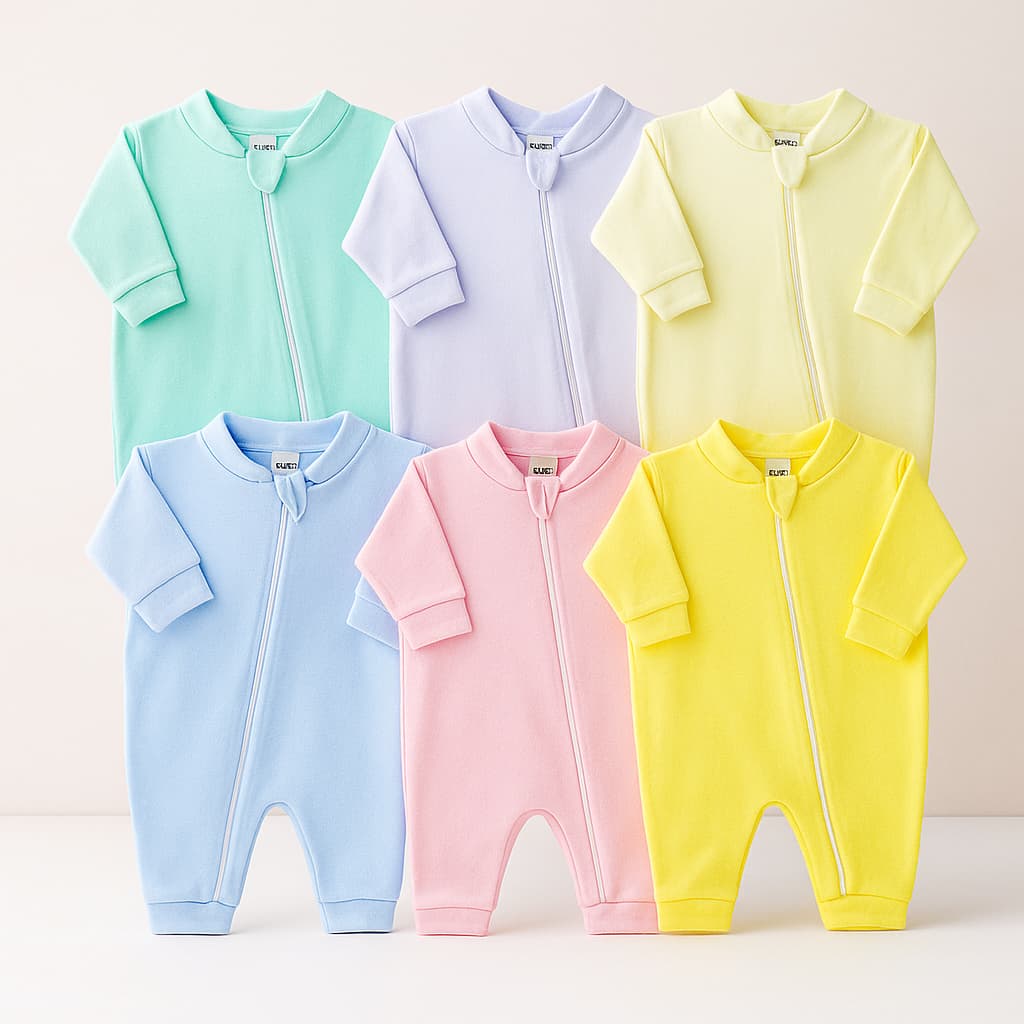 Kit 3 Macacão Bebê 100% Algodão Liso Menino Menina Longo Com Ziper Pijama Enxoval Saida Maternidade