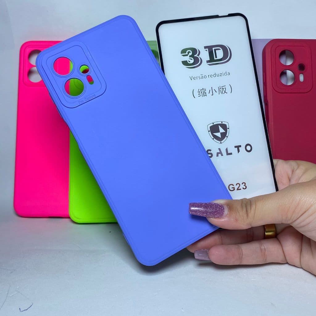 CAPA G13 / G23 + Película 3D Kit Motorola Capinha Case Protetora Celular Silicone