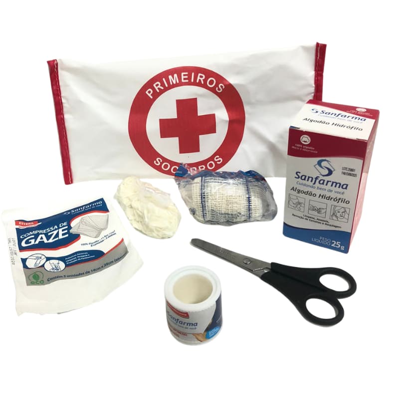 Kit Primeiros Socorros Plastcor Estojo Emergência Atendimento Médico Acidente Trabalho EPI