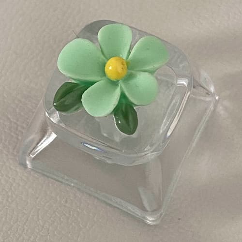 Keycap artesanal transparente flor para teclado mecânico customizado tecla fofa