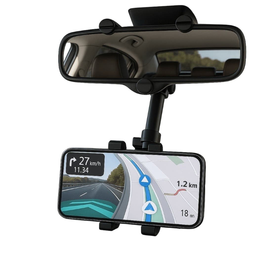 Suporte celular carro giratório e retrátil -para espelho retrovisor ajuste de rotação de 360 ​​graus